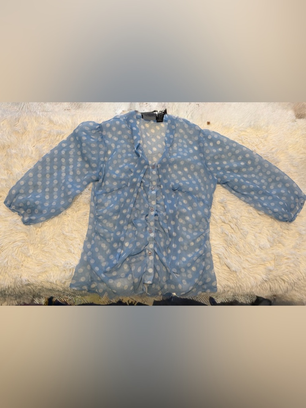 Arianne Light Blue Polka Dot Sheer Top